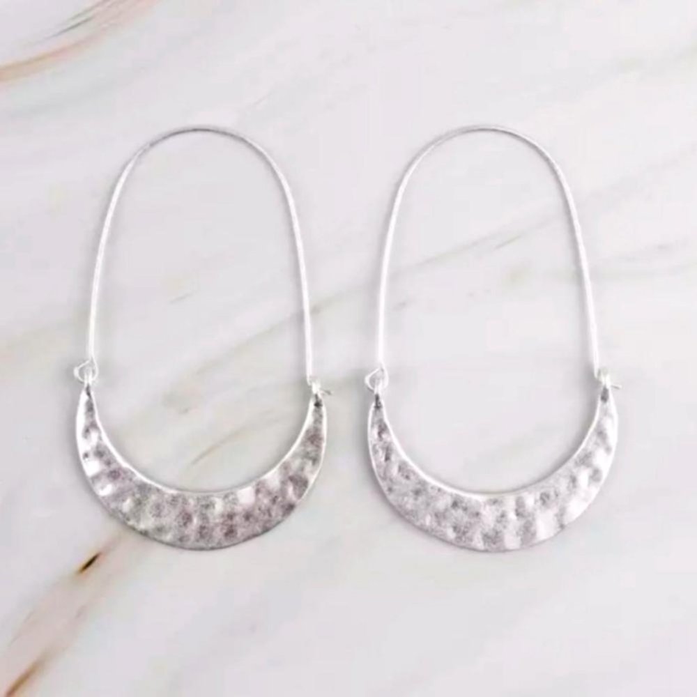Hammered Dangling Hoop Earrings